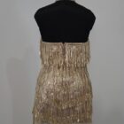 Golden Glam Fringe Halter Dress